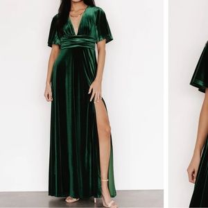 Emerald velvet maxi dress
